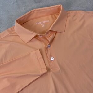 Harlestons Men's Long Sleeve Performance Polo Size M Peach Tailored Fit Golf